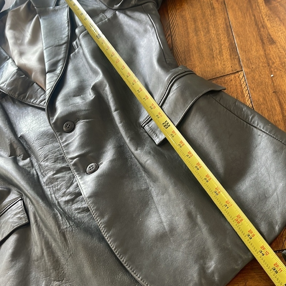 Vintage Grey Clipper Mist Men’s leather Coat size 46 X- long - Picture 5 of 14